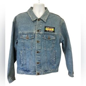 Vintage Arizona Jean Company Jean Jacket 93677 Mens medium With Patches